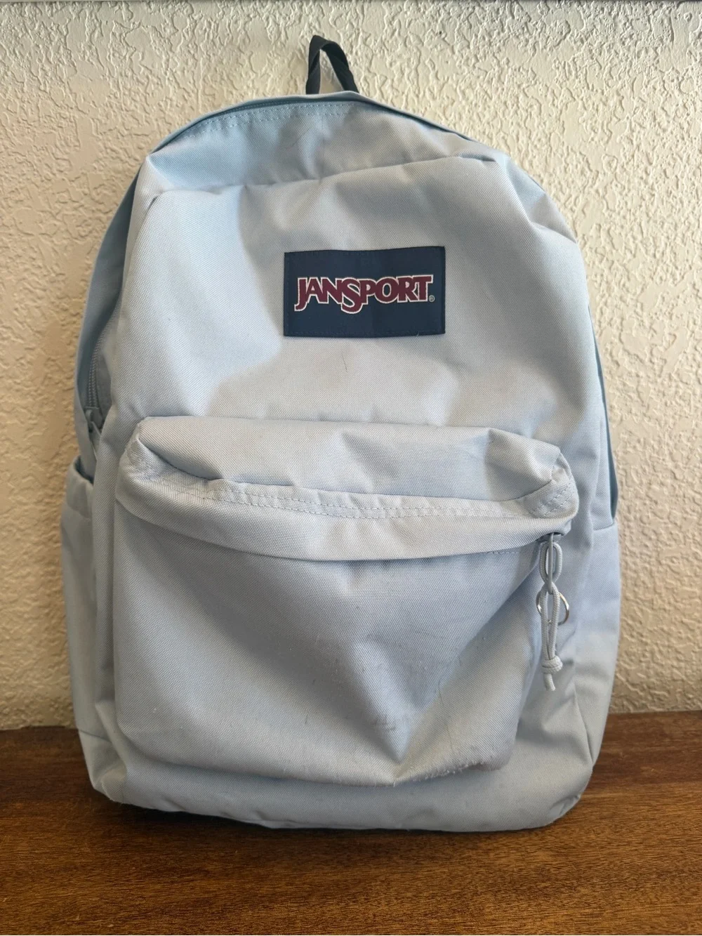 JanSport SuperBreak Backpack Light Blue School Book Travel Daypack Water Bottle